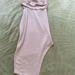 Elegant One-Shoulder Dress in Shimmering Beige